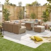 Nova Garden Furniture Chelsea Willow Rattan 3C Corner Sofa Set with Fire Pit Table 
