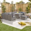 Nova Garden Furniture Chelsea White Wash Rattan 3C Corner Sofa Set with Fire Pit Table  