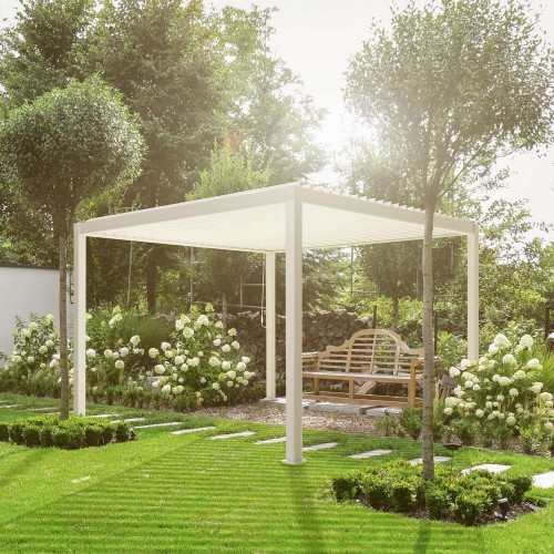 Nova Garden Furniture White 3m Square Aluminium Pergola