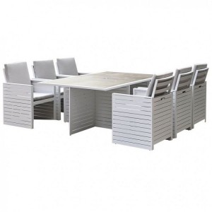 Nova Garden Furniture Adria White Frame Aluminium 6 Seat Cube Set  