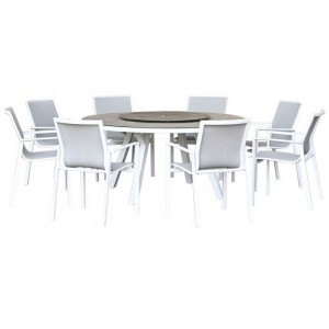Nova Garden Furniture Milano White Frame 8 Seat Round Dining Set  