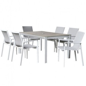 Nova Garden Furniture Milano White Frame 6 Seat Rectangular Dining Set  