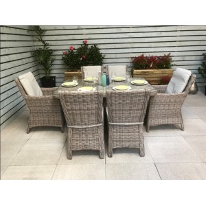 Signature Weave Garden Furniture Alexandra Rectangular Carver 6 Seat Dining Set
