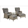 Signature Weave Garden Furniture Meghan 5 Piece Creamy Grey Reclining Lounge Set