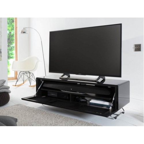 Alphason Furniture Chromium Concept Black TV Stand with Speaker Mesh Front