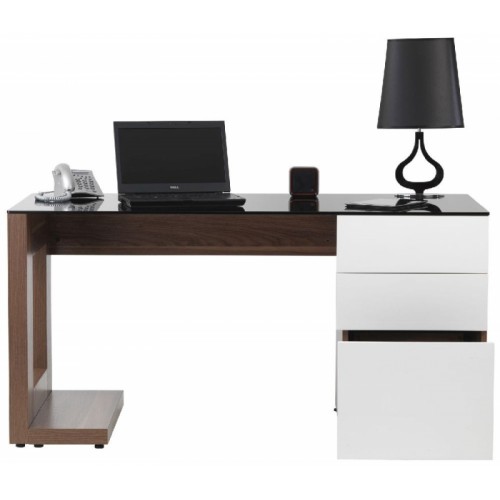 Alphason Office Furniture Sorbonne Walnut Effect Executive Computer Desk