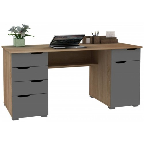 Alphason Office Furniture Kentucky Light Oak And Grey Gloss Desk
