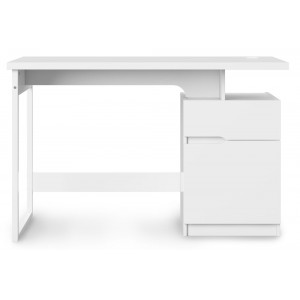 Alphason Office Furniture Bridport Glossy White Computer Desk
