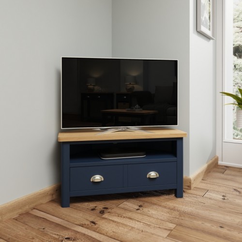 Wittenham Blue Painted Furniture Corner TV Unit