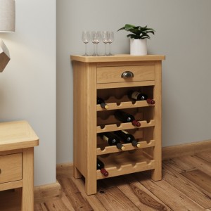 Buxton Rustic Oak Furniture Wine Cabinet