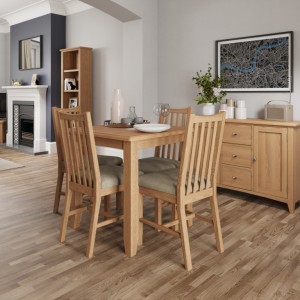 Exeter Light Oak Furniture Fixed Top Dining Table