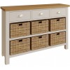 Wittenham Painted Furniture Grey 3 Drawer 6 Basket Cabinet