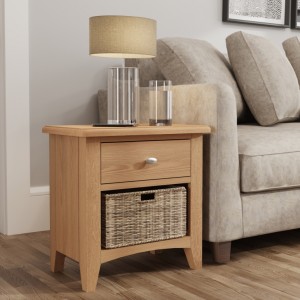 Exeter Light Oak Furniture 1 Drawer 1 Basket Cabinet