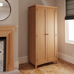 Exeter Light Oak Furniture 2 Door Full Hanging Wardrobe