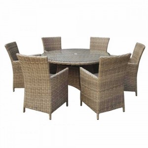 Signature Weave Garden Furniture Darcey 6-Seat Round Dining Set
