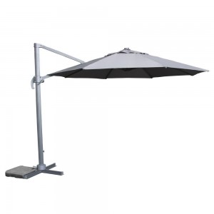 Signature Weave Garden Furniture 3.5m Round Cantilever Parasol with Grey Canopy
