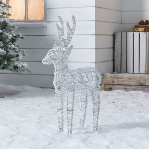 Nova Garden TWW Rattan Christmas 80cm White Reindeer Figure with 80 LEDs