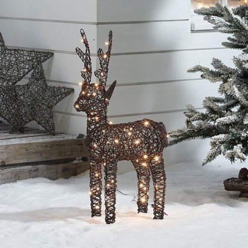 Rattan Christmas 80cm Brown Reindeer Figure with 80 LEDs