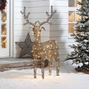 Nova Garden TWW Rattan Christmas 150cm Grey Reindeer Figure with 180 LEDs
