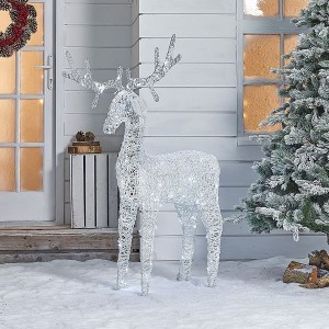 Nova Garden TWW Rattan Christmas 150cm White Reindeer Figure with 180 LEDs