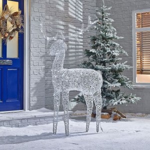 Nova Garden TWW Rattan Christmas 180cm White Reindeer Figure with 240 LEDs