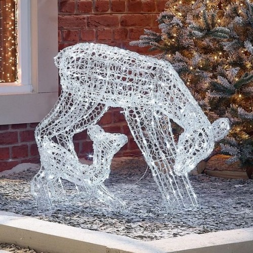 Soft Acrylic 70cm The Roscoe Duo Cool White Christmas Reindeer