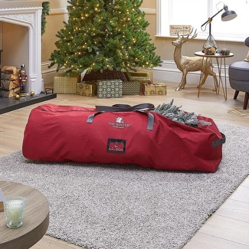 Red Fabric 6ft-7.5ft Artificial Christmas Tree Storage Bag With Wheels