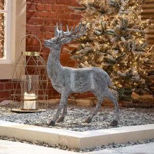 Nova Garden TWW Resin Grey Hand-Painted 76cm Proud Standing Christmas Reindeer
