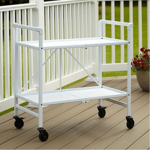 Cosco Outdoor Living Intellifit White Folding 2 Shelf Serving Cart