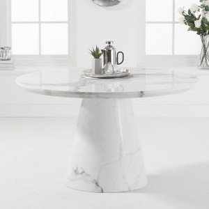 Mark Harris Ramiro Furniture White 130cm Marble Round Dining Table