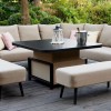 Maze Lounge Outdoor Fabric Ambition Taupe Square Corner Dining Set with Rising Table  