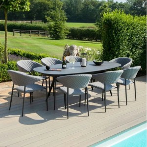 Maze Lounge Outdoor Fabric Pebble Flanelle 8 Seat Oval Dining Set  