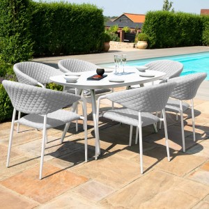 Maze Lounge Outdoor Fabric Pebble Lead Chine 6 Seat Oval Dining Set