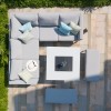 Maze Lounge Outdoor Fabric Pulse Square Lead Chine Corner Dining Set with Fire Pit