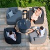 Maze Lounge Outdoor Fabric Snug Lifestle Suite with Rising Table in Charcoal