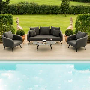 Maze Lounge Outdoor Fabric Charcoal Ambition 3 Seat Sofa Set 