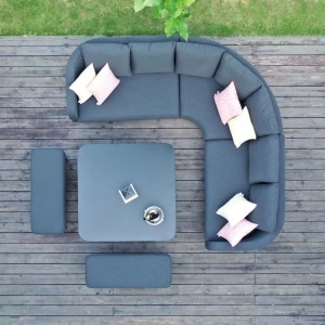 Maze Lounge Outdoor Fabric Ambition Charcoal Square Corner Dining Set with Rising Table 