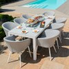 Maze Lounge Outdoor Fabric Ambition Lead Chine 8 Seat Rectangular Fire Pit Dining Set  
