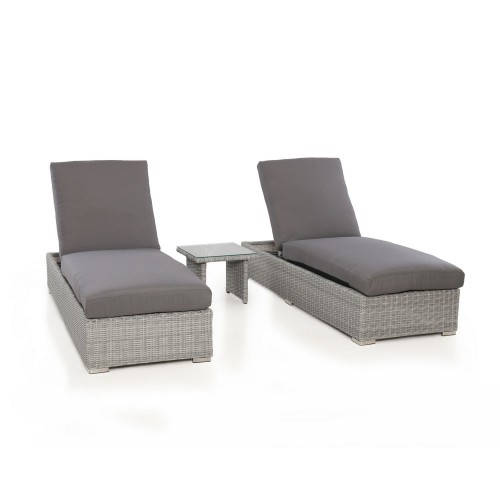Maze Rattan Garden Furniture Ascot Sun Lounger Set With Weatherproof Cushions 