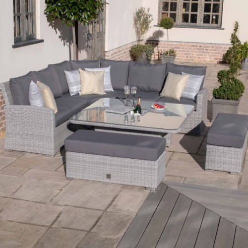 Maze Rattan Garden Furniture Ascot Deluxe Corner Dining Set with Rising Table & Ice Bucket