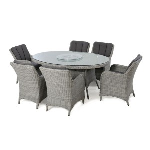 Maze Rattan Garden Furniture Ascot 6 Seat Oval Dining Set with Weatherproof Cushions  