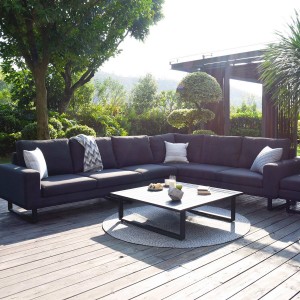 Maze Lounge Outdoor Fabric Ethos Charcoal Large Corner Group Sofa Set 