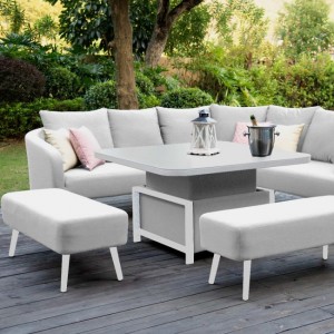 Maze Lounge Outdoor Fabric Ambition Lead Chine Corner Group with Rising Table  