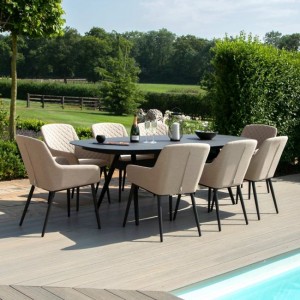 Maze Lounge Outdoor Fabric Zest 8 Seat Oval Dining Set in Taupe 
