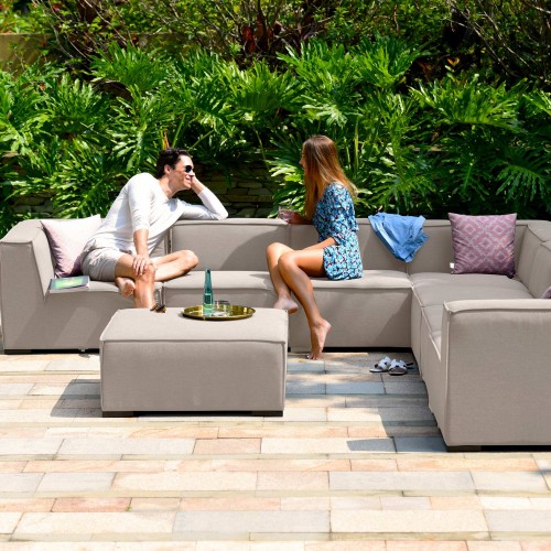 Maze Lounge Outdoor Fabric Apollo Taupe Large Corner Group Sofa Set  