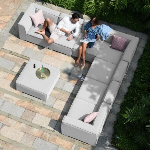 Maze Lounge Outdoor Fabric Apollo Lead Chine Large Corner Group Sofa Set  