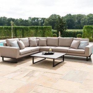 Maze Lounge Outdoor Fabric Ethos Taupe Large Corner Group Sofa Set