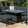 Maze Lounge Outdoor Fabric Pulse Rectangular Charcoal Corner Dining Set with Rising Table 