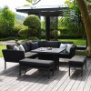 Maze Lounge Outdoor Fabric Pulse Charcoal Square Corner Dining Set with Fire Pit 
