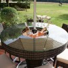 Maze Rattan Garden 6 Seater Round Bar Set with Ice Bucket in Brown Weave